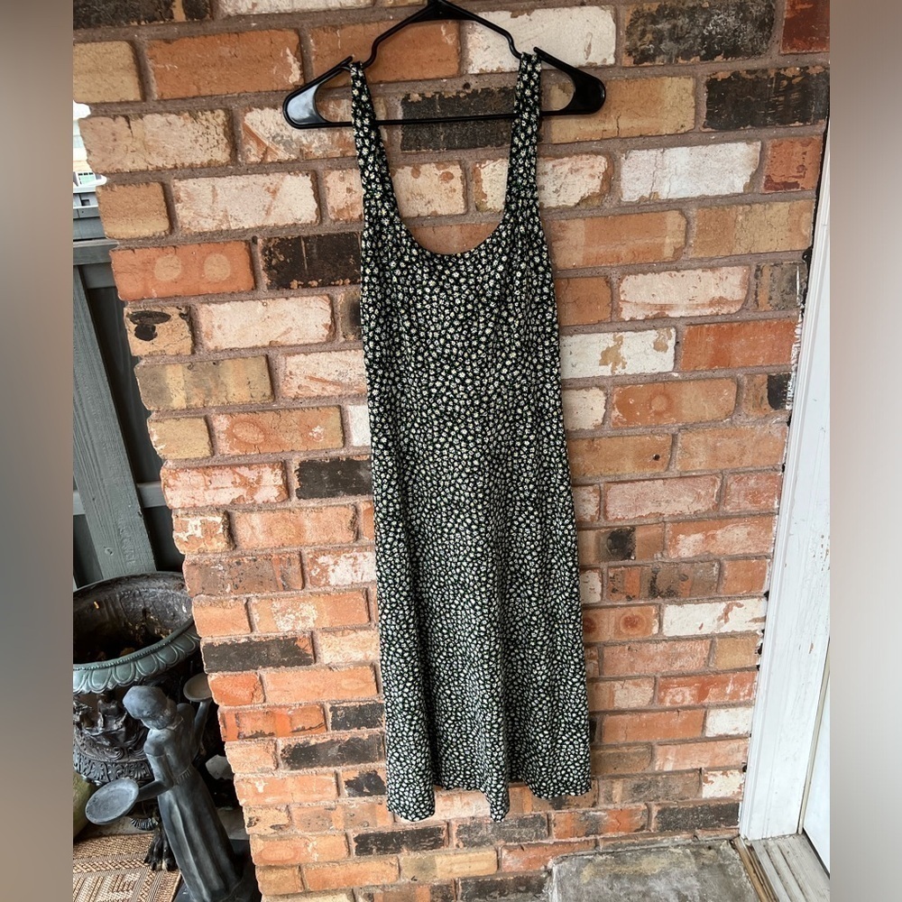 Free People Lorelai Daisy Print Tie Back Midi Dress Black M - Picture 3 of 12
